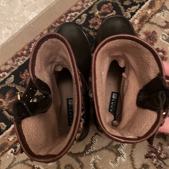 Sperry Top-Sider Falcon Brown/Leopard Pony Boot Cow Leather Fleece Lined Size 7 - Picture 7 of 8